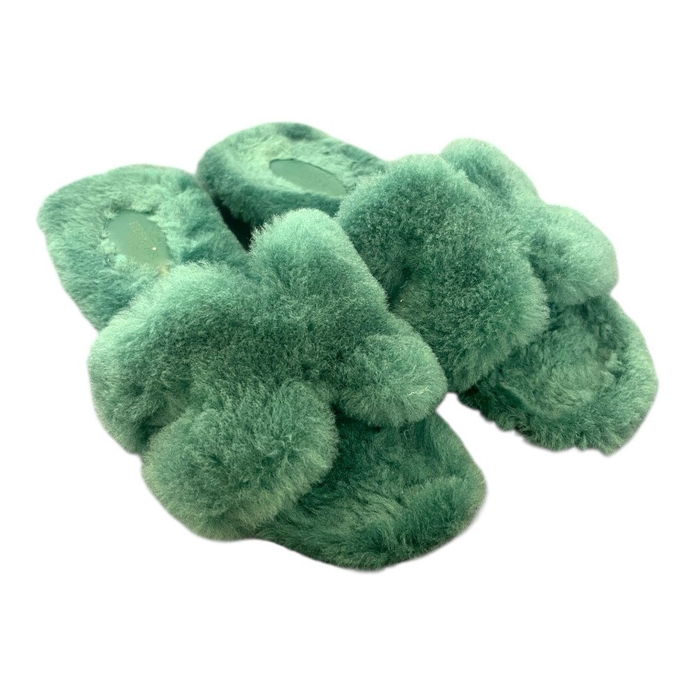 HERMES ORAN SANDALS GREEN WOOLSKIN Size: 6 | IT 36